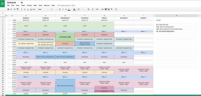 entrepreneur daily schedule example