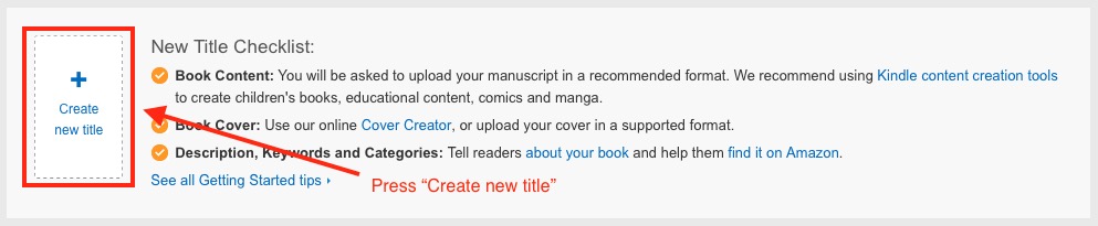 Create New Book Kindle Publishing