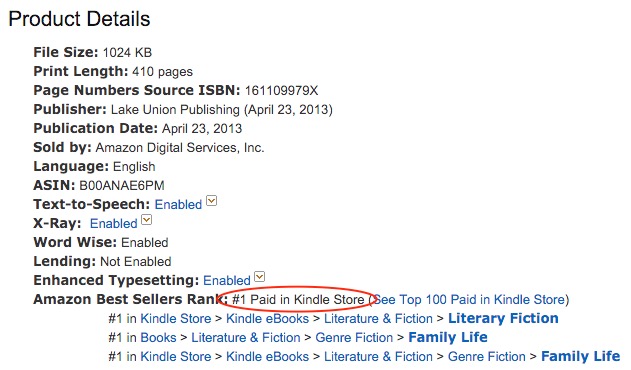 amazon kindle book ranking 